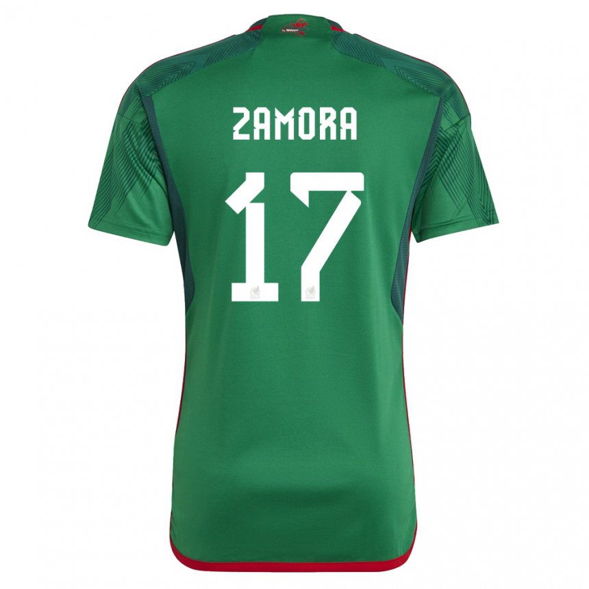 Kinder Mexikanische Saul Zamora #17 Grün Heimtrikot Trikot 22-24 T-shirt Belgien