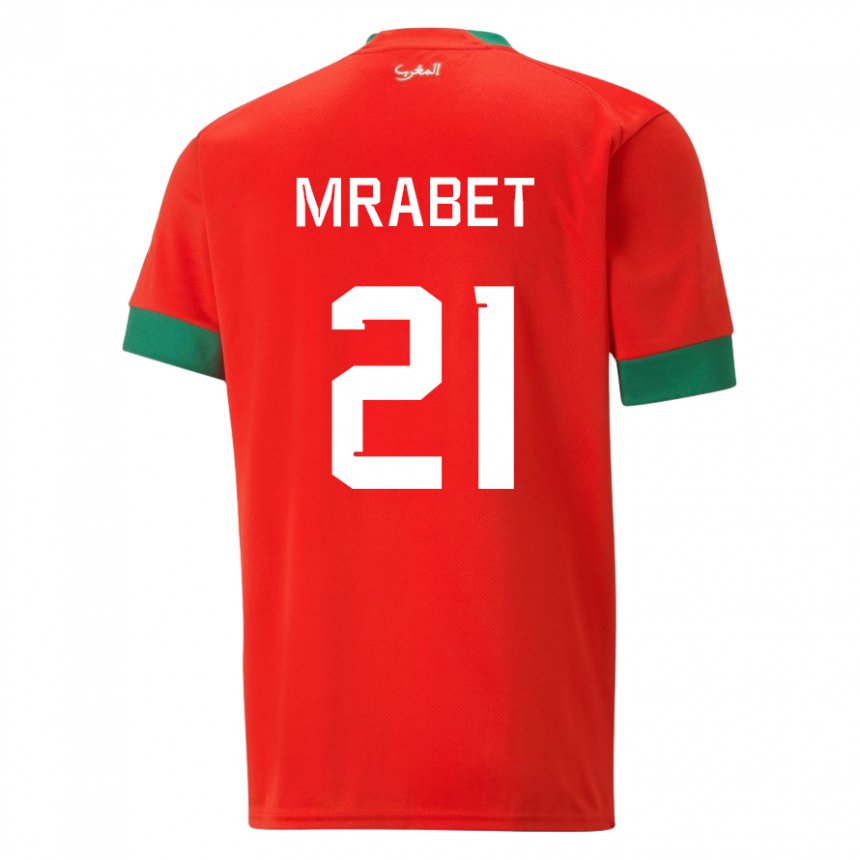 Enfant Maillot Maroc Yasmin Mrabet #21 Rouge Tenues Domicile 22-24 T-shirt Belgique