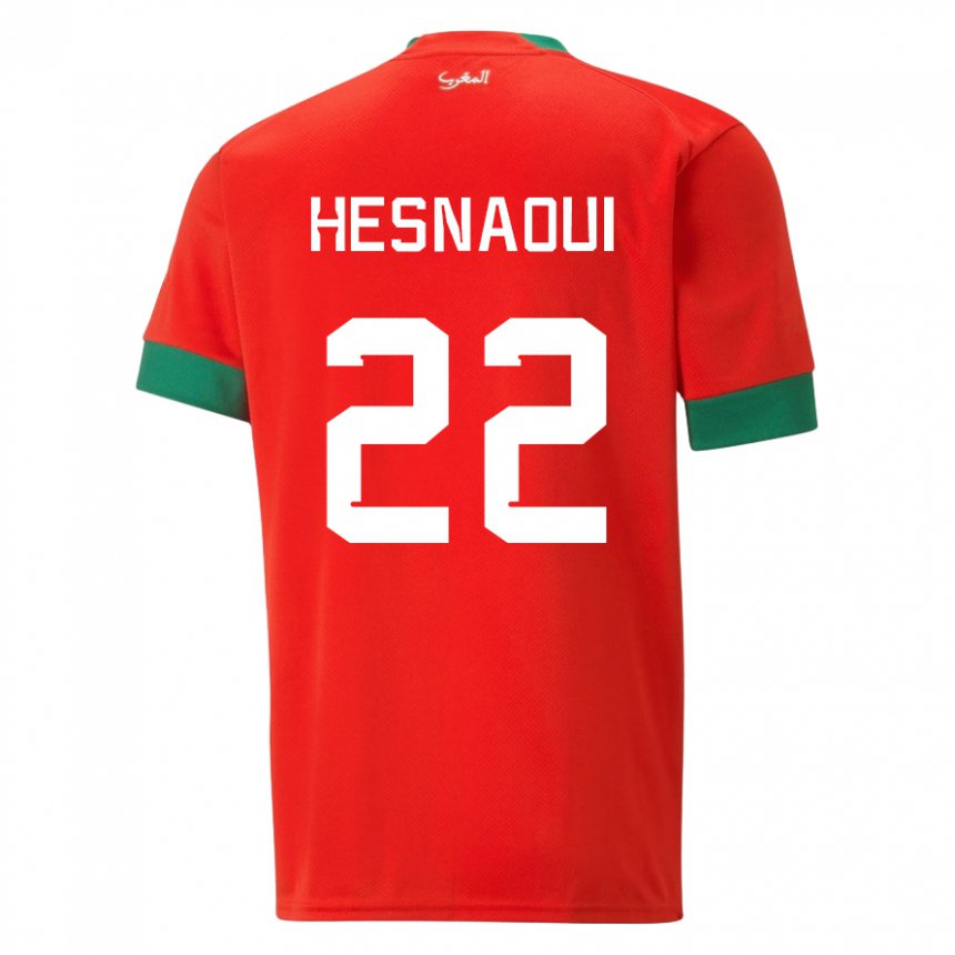 Enfant Maillot Maroc Hind Hesnaoui #22 Rouge Tenues Domicile 22-24 T-shirt Belgique