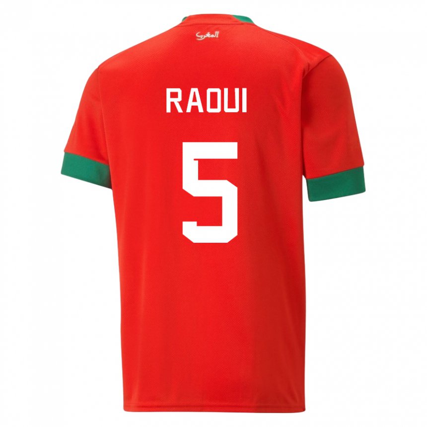Kinder Marokkanische Oussama Raoui #5 Rot Heimtrikot Trikot 22-24 T-shirt Belgien
