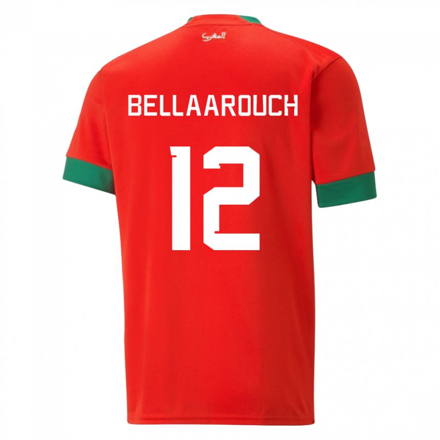 Kinder Marokkanische Alaa Bellaarouch #12 Rot Heimtrikot Trikot 22-24 T-shirt Belgien