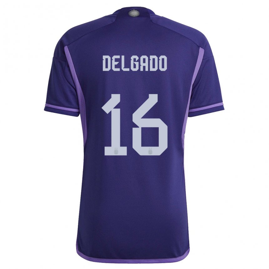 Kinder Argentinische Marina Delgado #16 Violett Auswärtstrikot Trikot 22-24 T-shirt Belgien