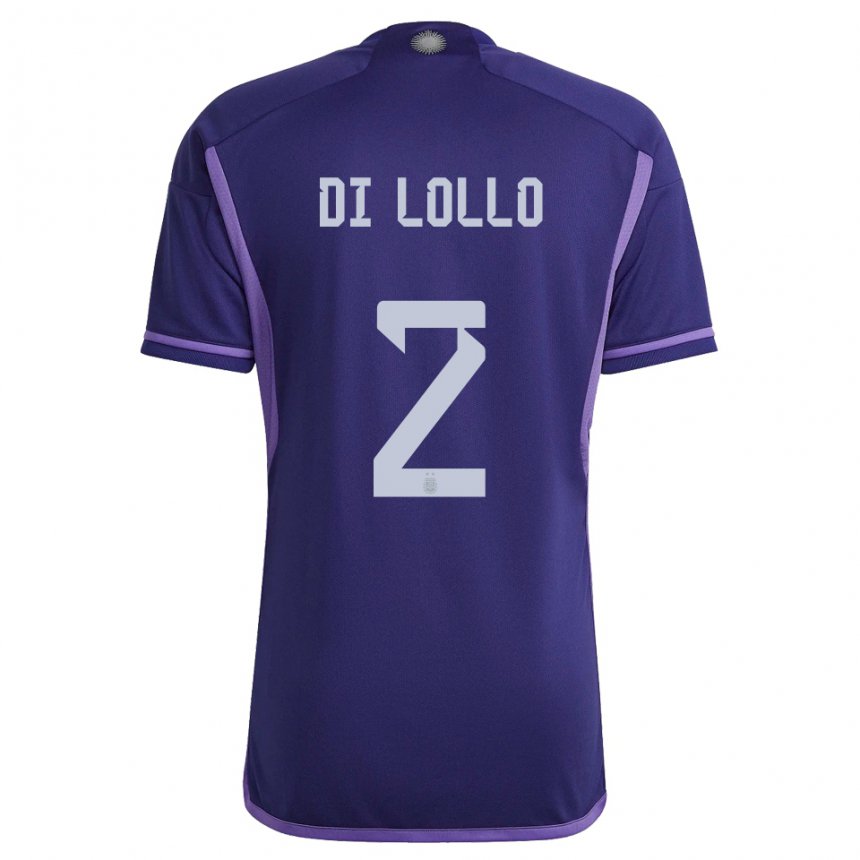 Kinder Argentinische Lautaro Di Lollo #2 Violett Auswärtstrikot Trikot 22-24 T-shirt Belgien