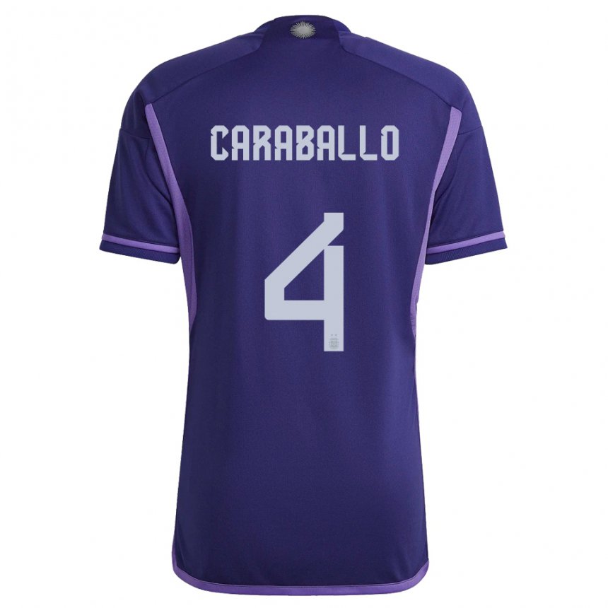 Kinder Argentinische Brian Caraballo #4 Violett Auswärtstrikot Trikot 22-24 T-shirt Belgien