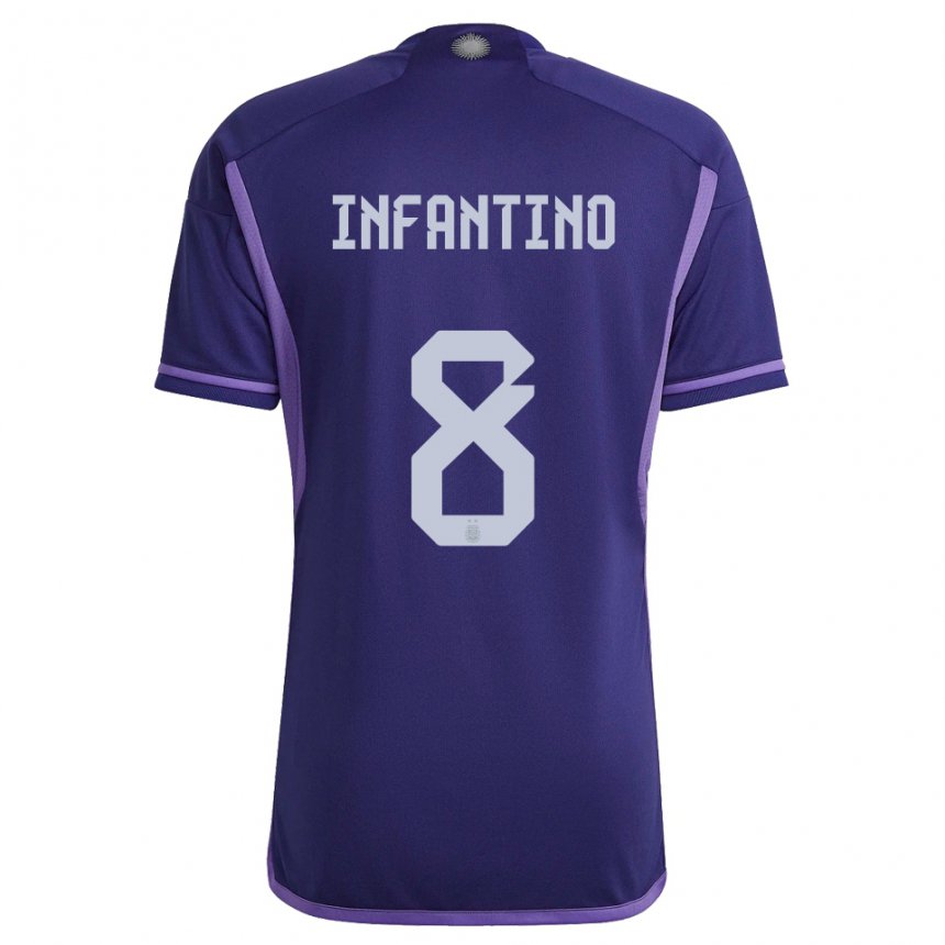 Kinder Argentinische Gino Infantino #8 Violett Auswärtstrikot Trikot 22-24 T-shirt Belgien