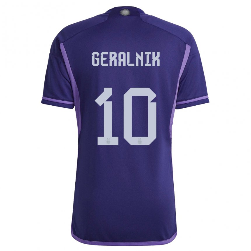 Kinder Argentinische Tiago Geralnik #10 Violett Auswärtstrikot Trikot 22-24 T-shirt Belgien