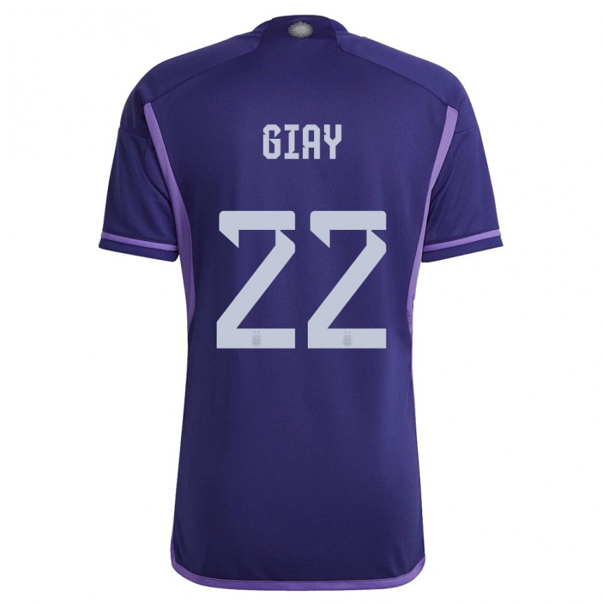 Kinder Argentinische Agustin Giay #22 Violett Auswärtstrikot Trikot 22-24 T-shirt Belgien
