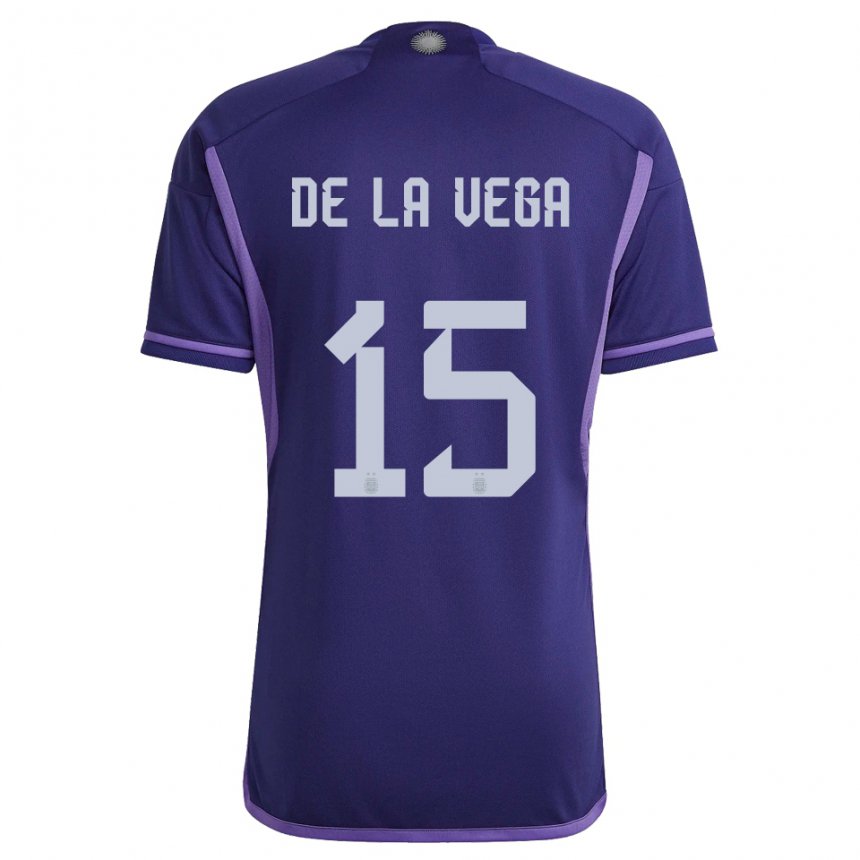 Enfant Maillot Argentine Pedro De La Vega #15 Violet Tenues Extérieur 22-24 T-shirt Belgique