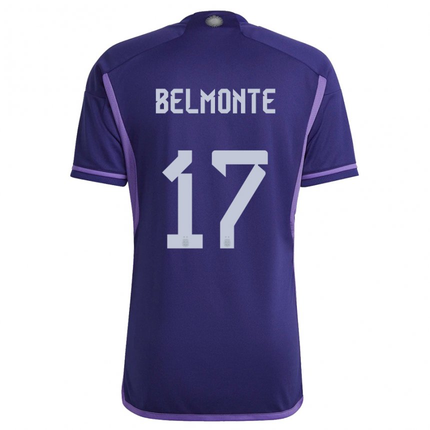 Kinder Argentinische Tomas Belmonte #17 Violett Auswärtstrikot Trikot 22-24 T-shirt Belgien