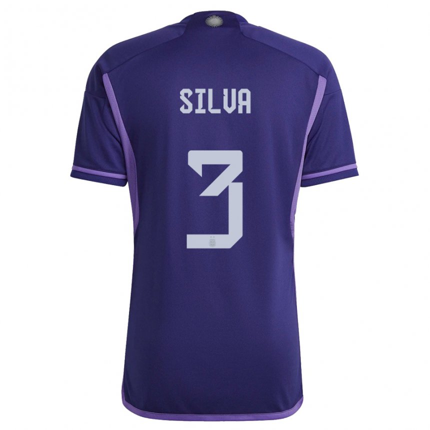Kinder Argentinische Tomas Silva #3 Violett Auswärtstrikot Trikot 22-24 T-shirt Belgien