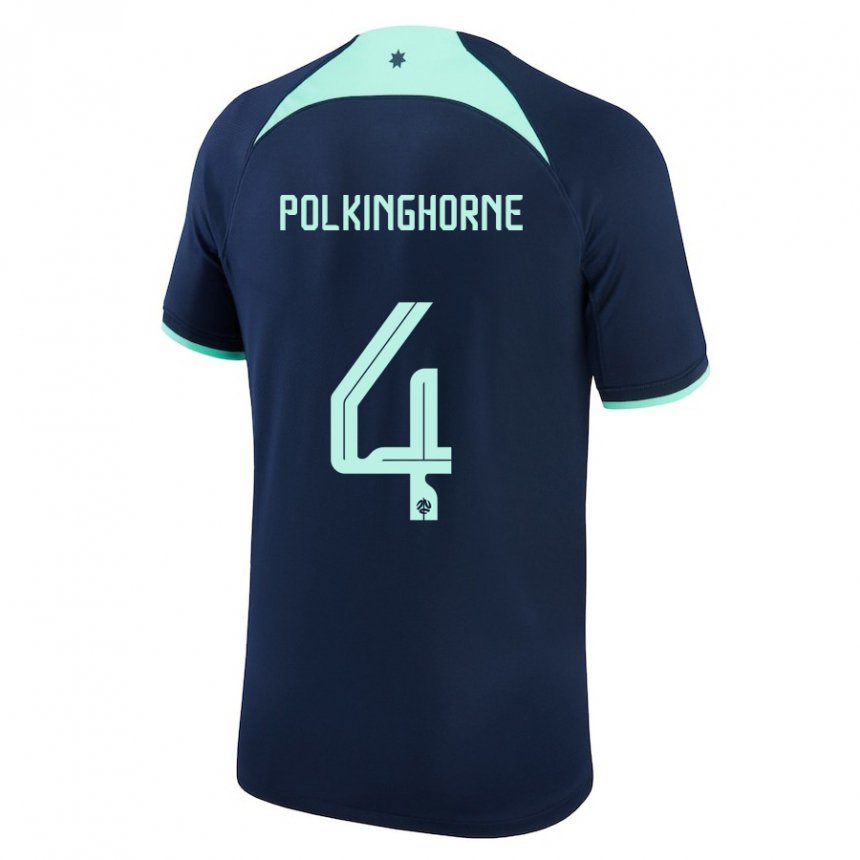 Kinder Australische Clare Polkinghorne #4 Dunkelblau Auswärtstrikot Trikot 22-24 T-shirt Belgien