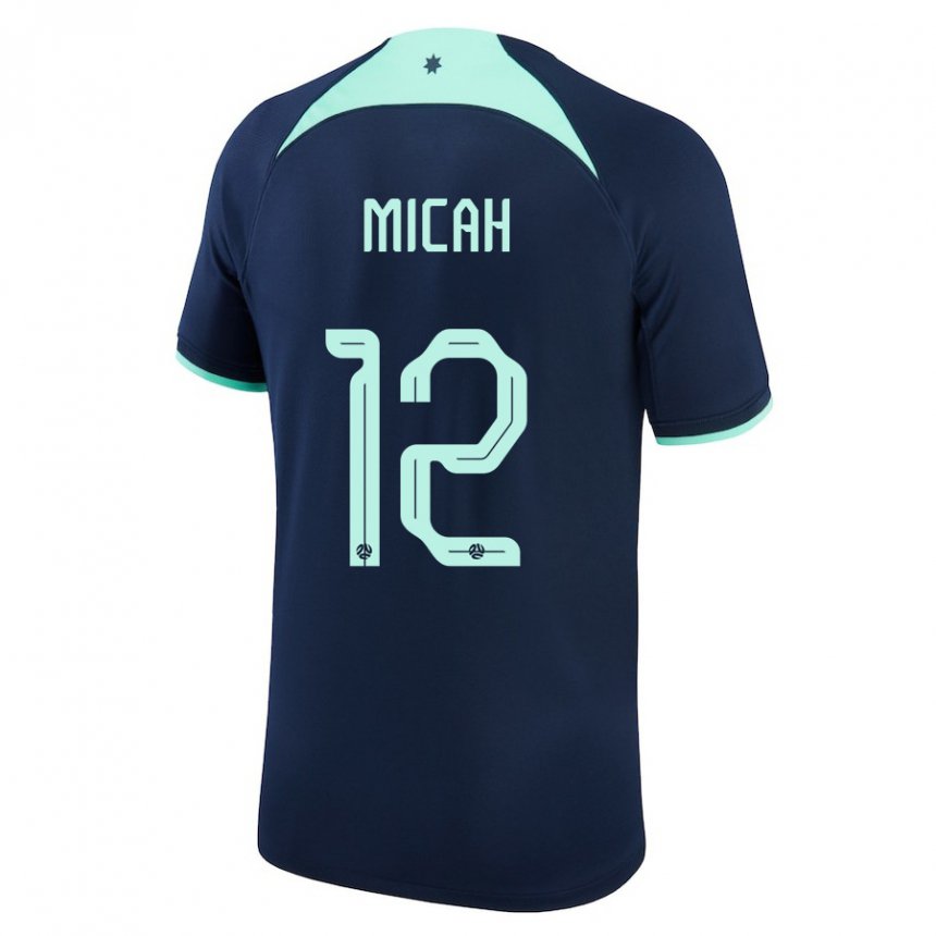 Enfant Maillot Australie Teagan Micah #12 Bleu Foncé Tenues Extérieur 22-24 T-shirt Belgique