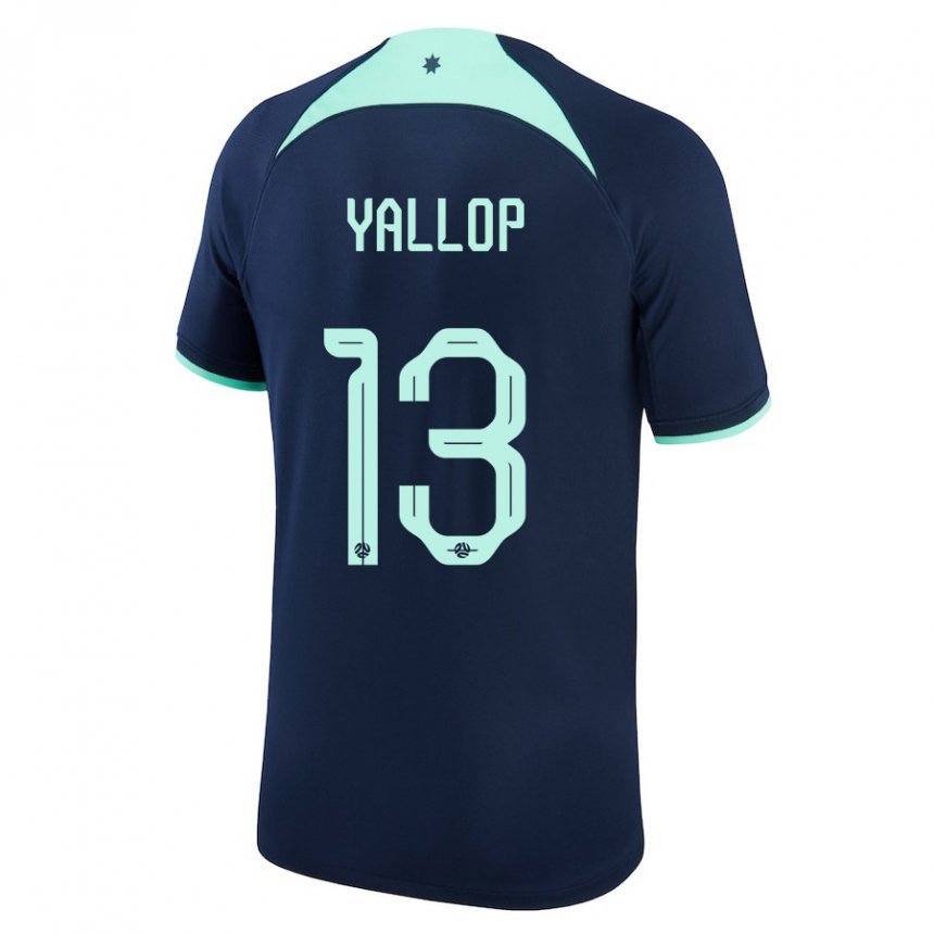 Enfant Maillot Australie Tameka Yallop #13 Bleu Foncé Tenues Extérieur 22-24 T-shirt Belgique