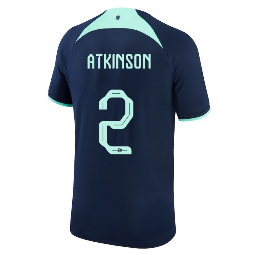 Kinder Australische Nathaniel Atkinson #2 Dunkelblau Auswärtstrikot Trikot 22-24 T-shirt Belgien