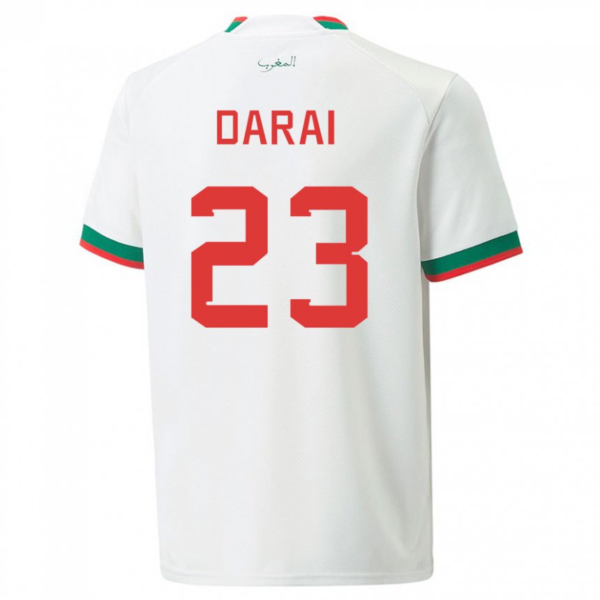 Kinder Marokkanische Hamza Darai #23 Weiß Auswärtstrikot Trikot 22-24 T-shirt Belgien