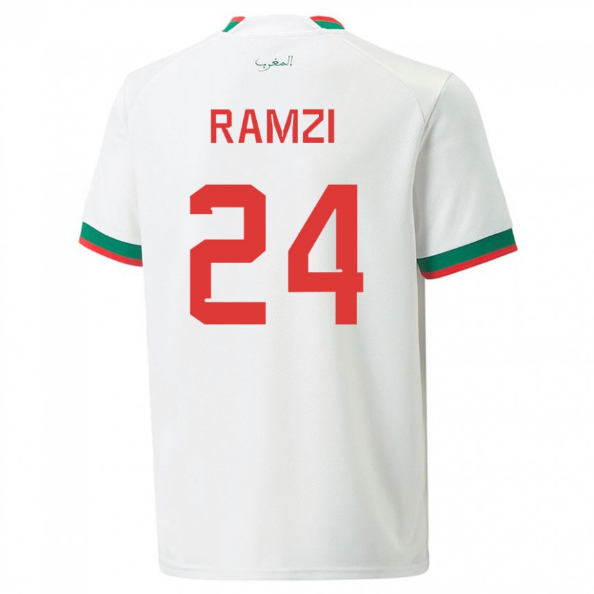 Kinder Marokkanische Achraf Ramzi #24 Weiß Auswärtstrikot Trikot 22-24 T-shirt Belgien