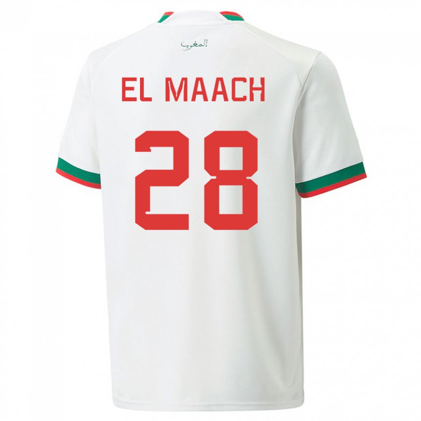 Kinder Marokkanische Fouad El Maach #28 Weiß Auswärtstrikot Trikot 22-24 T-shirt Belgien