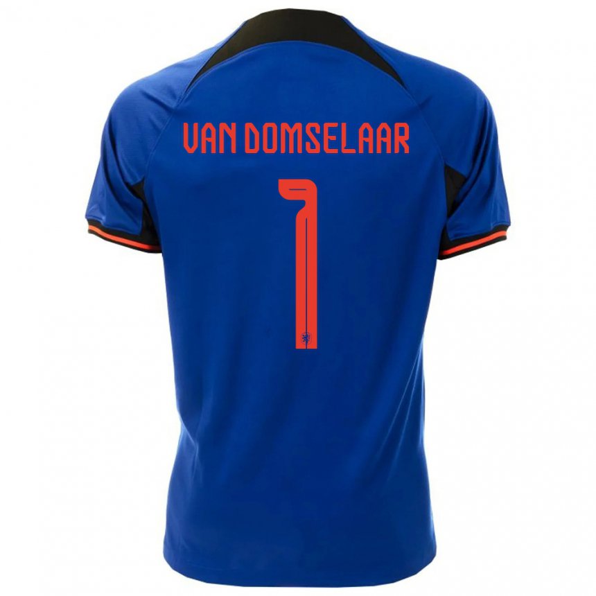 Kinder Niederländische Daphne Van Domselaar #1 Königsblau Auswärtstrikot Trikot 22-24 T-shirt Belgien