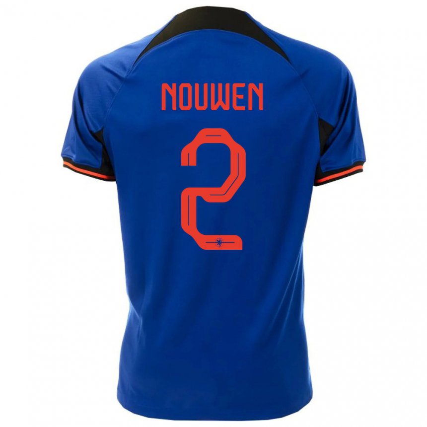 Kinder Niederländische Aniek Nouwen #2 Königsblau Auswärtstrikot Trikot 22-24 T-shirt Belgien