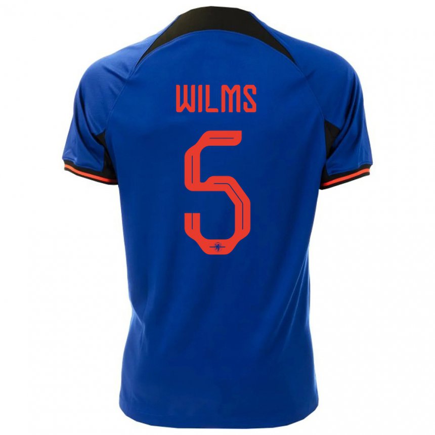 Kinder Niederländische Lynn Wilms #5 Königsblau Auswärtstrikot Trikot 22-24 T-shirt Belgien