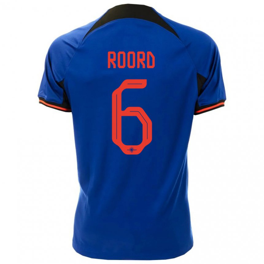 Kinder Niederländische Jill Roord #6 Königsblau Auswärtstrikot Trikot 22-24 T-shirt Belgien
