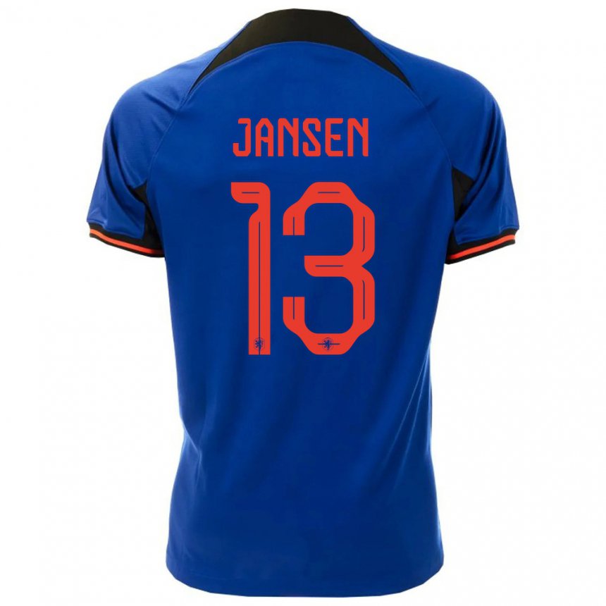 Kinder Niederländische Renate Jansen #13 Königsblau Auswärtstrikot Trikot 22-24 T-shirt Belgien