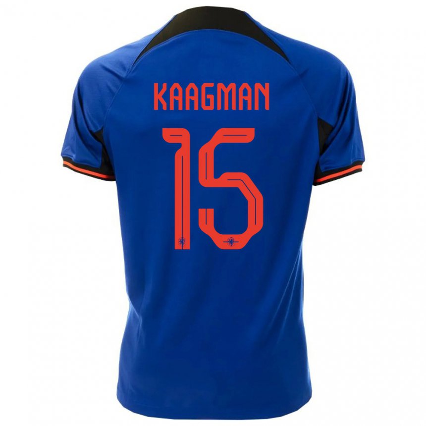 Kinder Niederländische Inessa Kaagman #15 Königsblau Auswärtstrikot Trikot 22-24 T-shirt Belgien