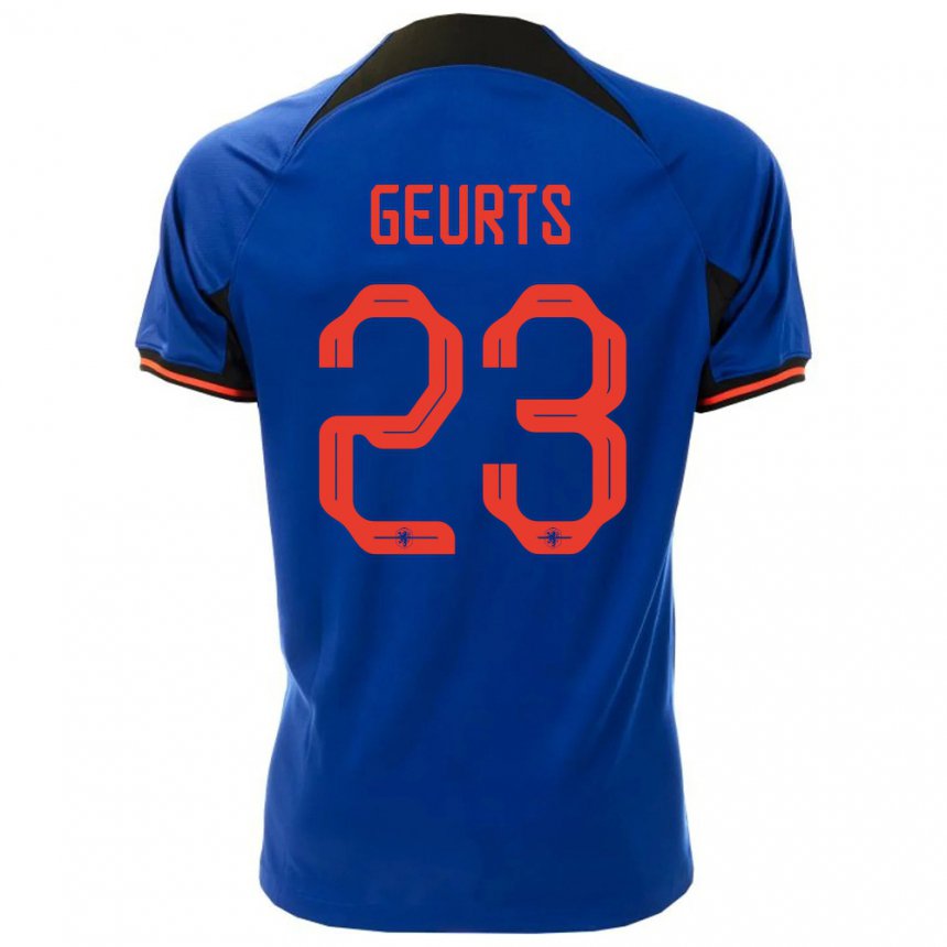 Kinder Niederländische Loes Geurts #23 Königsblau Auswärtstrikot Trikot 22-24 T-shirt Belgien