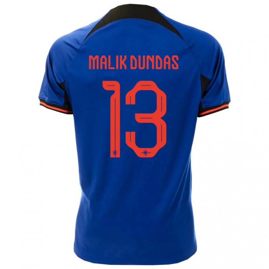 Kinder Niederländische Noa Malik Dundas #13 Königsblau Auswärtstrikot Trikot 22-24 T-shirt Belgien