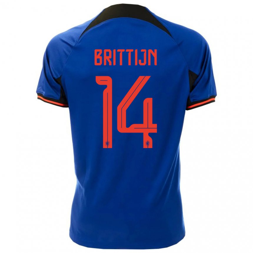 Enfant Maillot Pays-bas Philip Brittijn #14 Bleu Royal Tenues Extérieur 22-24 T-shirt Belgique