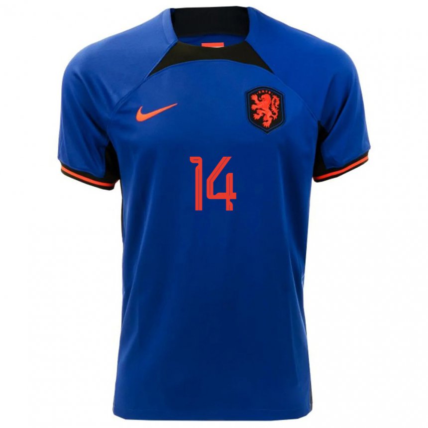 Kinder Niederländische Philip Brittijn #14 Königsblau Auswärtstrikot Trikot 22-24 T-shirt Belgien