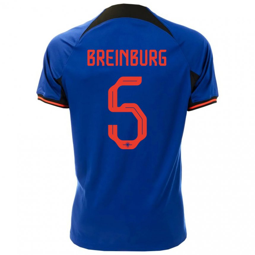 Kinder Niederländische Rainey Breinburg #5 Königsblau Auswärtstrikot Trikot 22-24 T-shirt Belgien