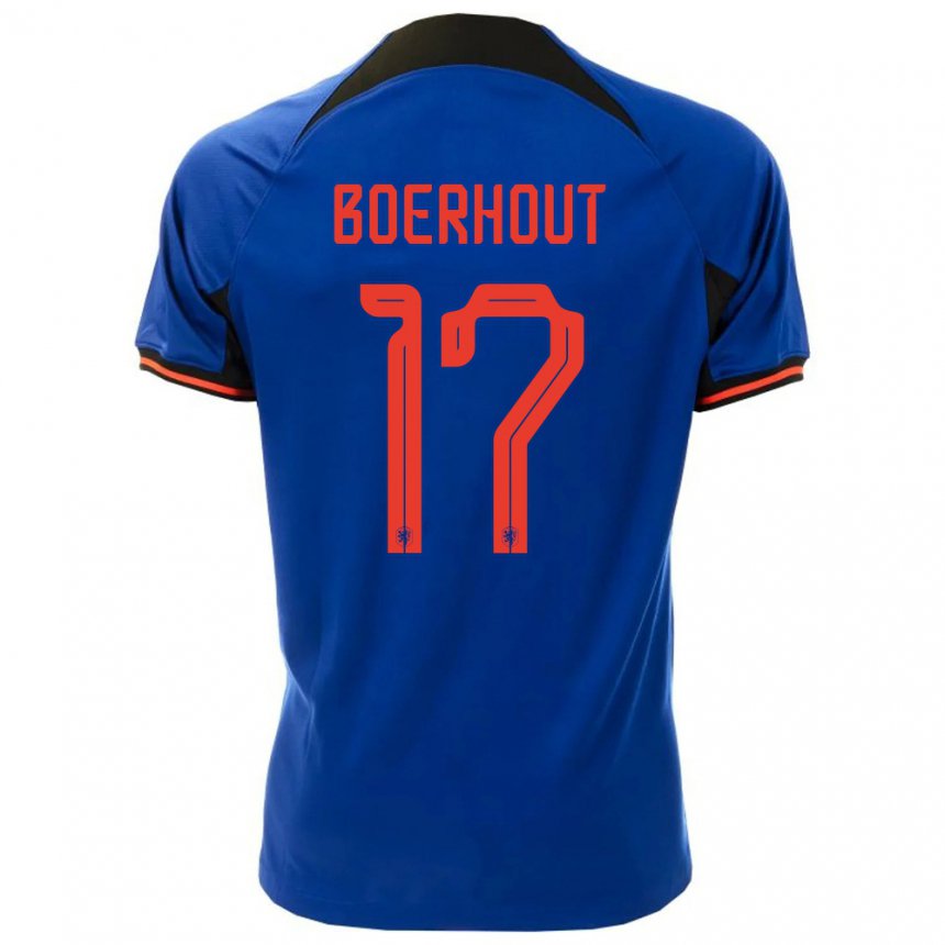 Kinder Niederländische Yoram Boerhout #17 Königsblau Auswärtstrikot Trikot 22-24 T-shirt Belgien