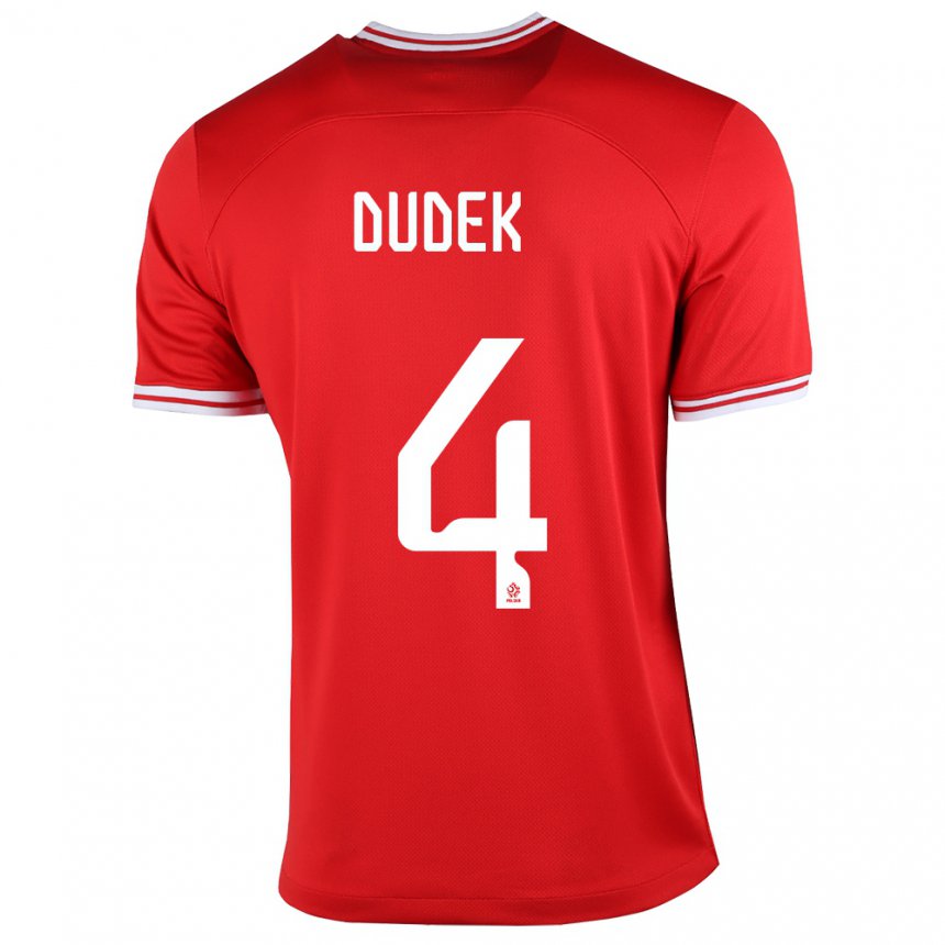 Kinder Polnische Paulina Dudek #4 Rot Auswärtstrikot Trikot 22-24 T-shirt Belgien