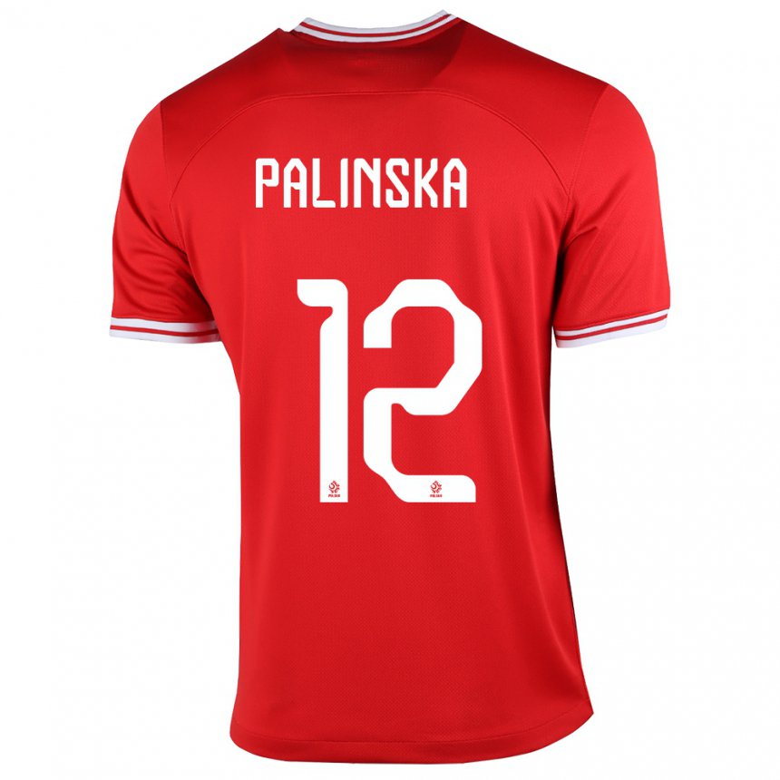 Kinder Polnische Anna Palinska #12 Rot Auswärtstrikot Trikot 22-24 T-shirt Belgien