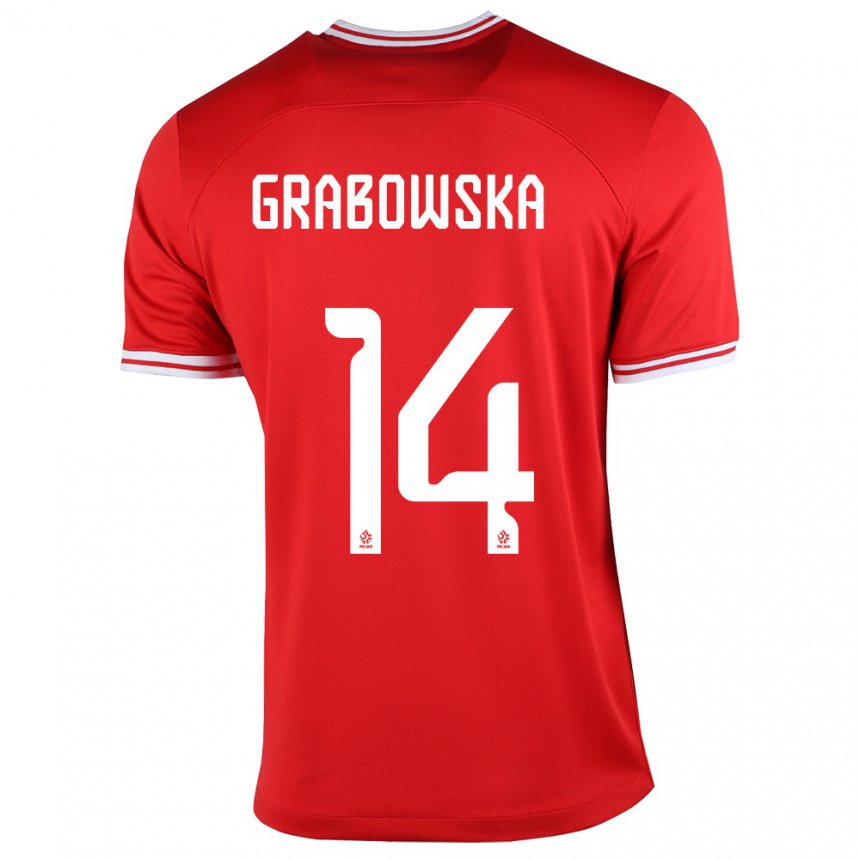 Kinder Polnische Dominika Grabowska #14 Rot Auswärtstrikot Trikot 22-24 T-shirt Belgien