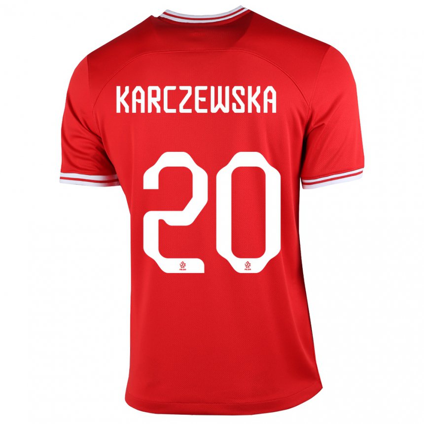 Kinder Polnische Nikola Karczewska #20 Rot Auswärtstrikot Trikot 22-24 T-shirt Belgien