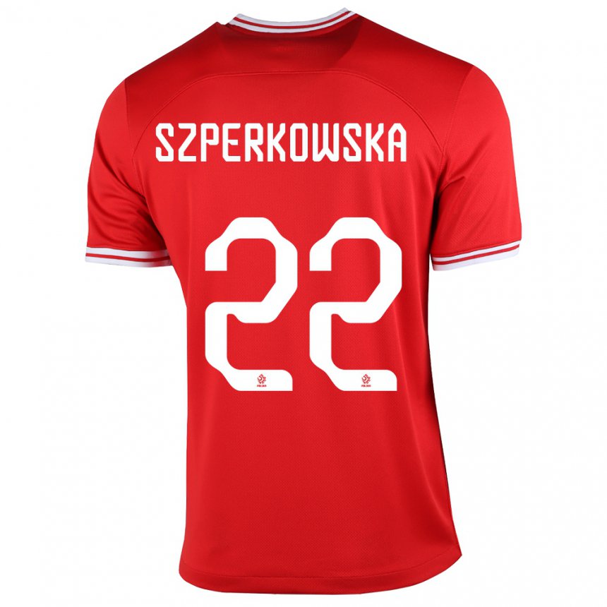 Kinder Polnische Oliwia Szperkowska #22 Rot Auswärtstrikot Trikot 22-24 T-shirt Belgien