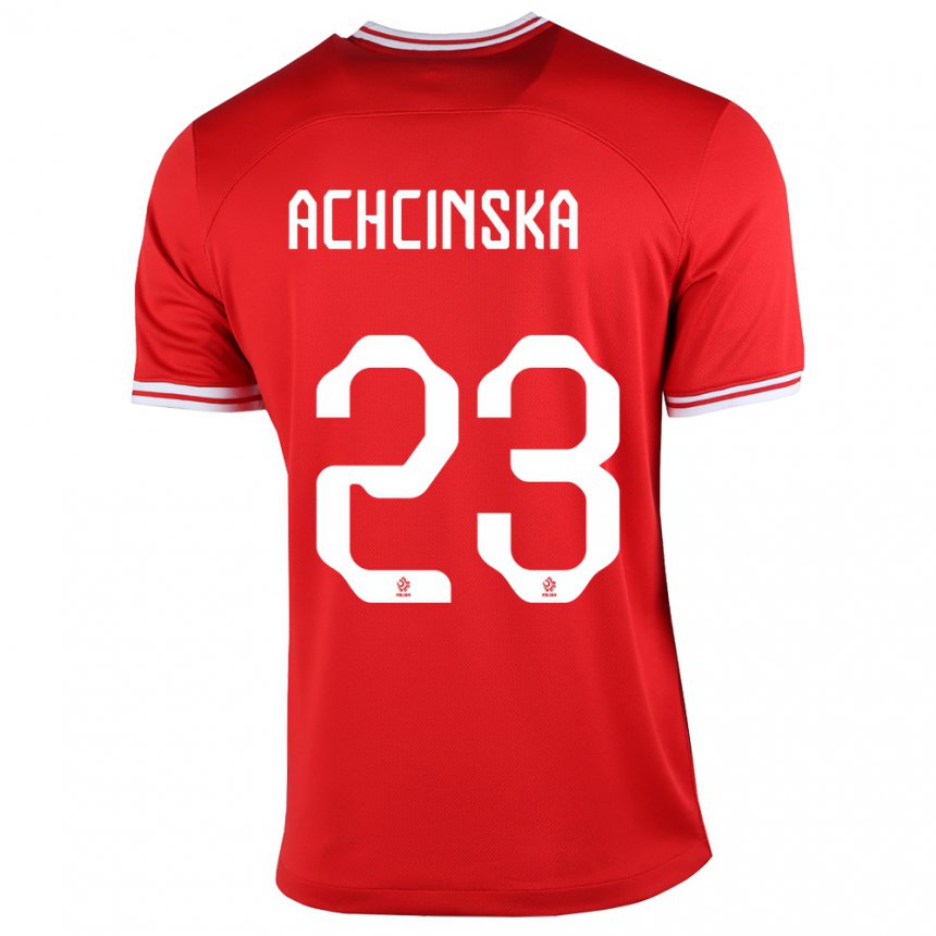 Kinder Polnische Adriana Achcinska #23 Rot Auswärtstrikot Trikot 22-24 T-shirt Belgien