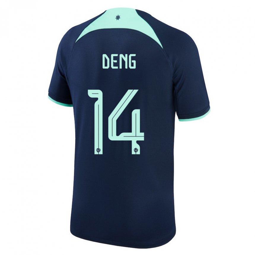 Kinder Australische Thomas Deng #14 Dunkelblau Auswärtstrikot Trikot 22-24 T-shirt Belgien