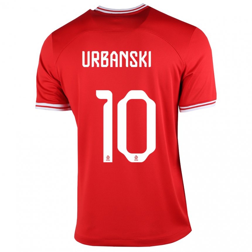 Enfant Maillot Pologne Kacper Urbanski #10 Rouge Tenues Extérieur 22-24 T-shirt Belgique