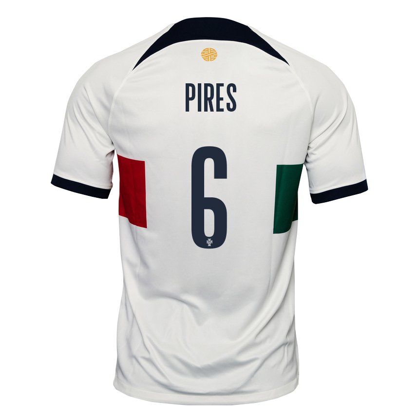 Kinder Portugiesische Suzane Pires #6 Weiß Auswärtstrikot Trikot 22-24 T-shirt Belgien