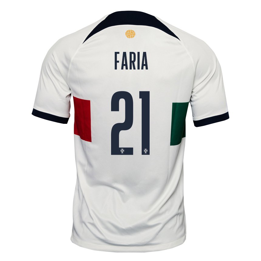 Kinder Portugiesische Andreia Faria #21 Weiß Auswärtstrikot Trikot 22-24 T-shirt Belgien