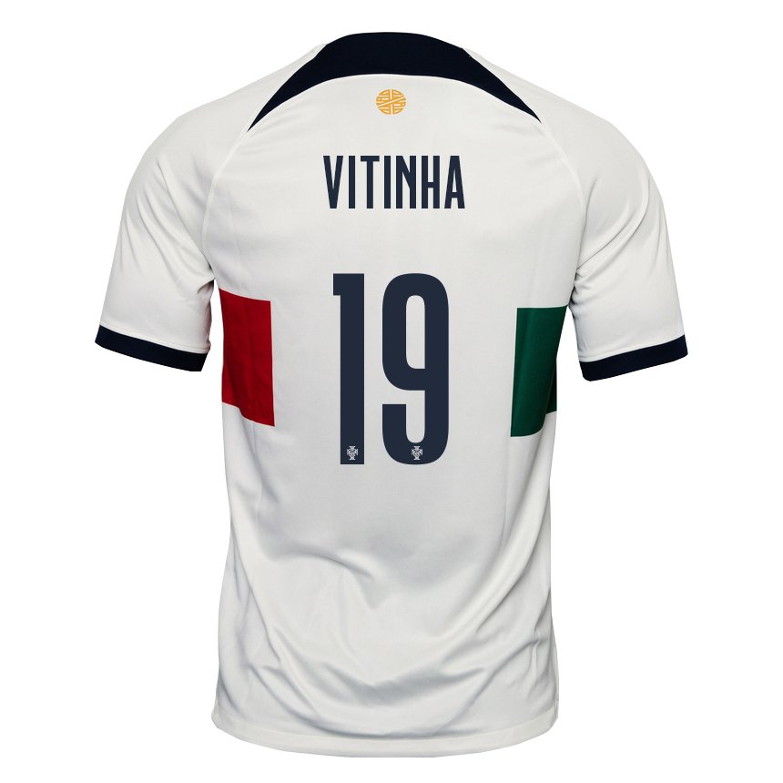 Kinder Portugiesische Vitinha #19 Weiß Auswärtstrikot Trikot 22-24 T-shirt Belgien