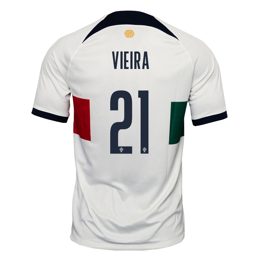Kinder Portugiesische Fabio Vieira #21 Weiß Auswärtstrikot Trikot 22-24 T-shirt Belgien
