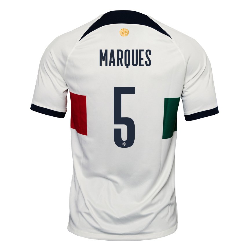 Kinder Portugiesische Martim Marques #5 Weiß Auswärtstrikot Trikot 22-24 T-shirt Belgien