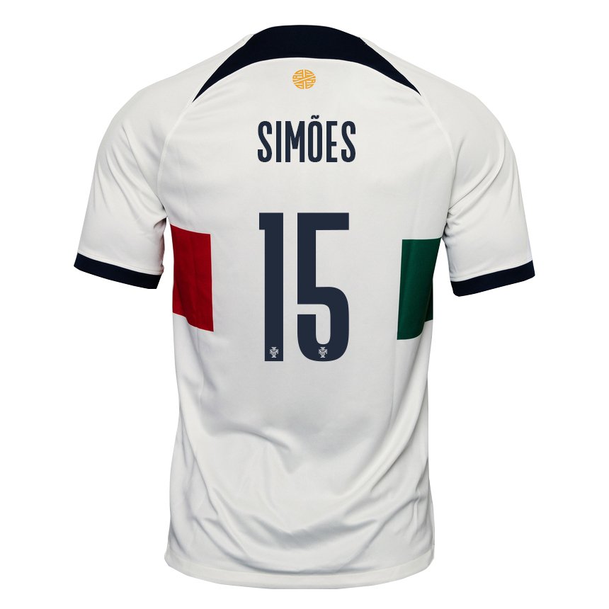Kinder Portugiesische Joao Simoes #15 Weiß Auswärtstrikot Trikot 22-24 T-shirt Belgien
