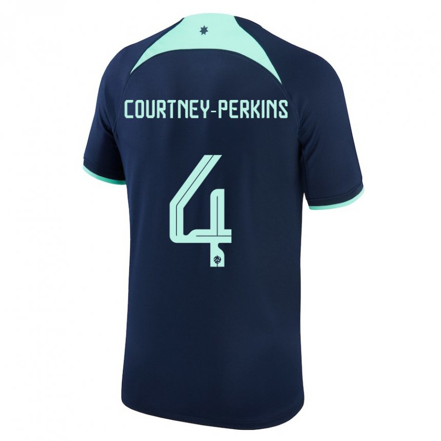 Enfant Maillot Australie Jordan Courtney Perkins #4 Bleu Foncé Tenues Extérieur 22-24 T-shirt Belgique