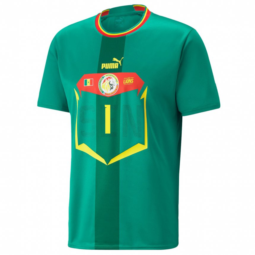 Kinder Senegalesische Thiaba Gueye Sene #1 Grün Auswärtstrikot Trikot 22-24 T-shirt Belgien