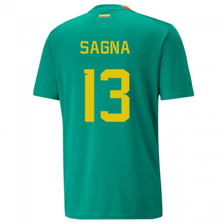 Kinder Senegalesische Jeannette Sagna #13 Grün Auswärtstrikot Trikot 22-24 T-shirt Belgien